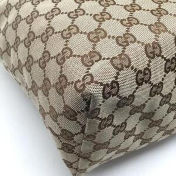 Gucci Tote Bag Charm Canvas Vernis Patent Leather Beige Brown - Picture 8 of 8